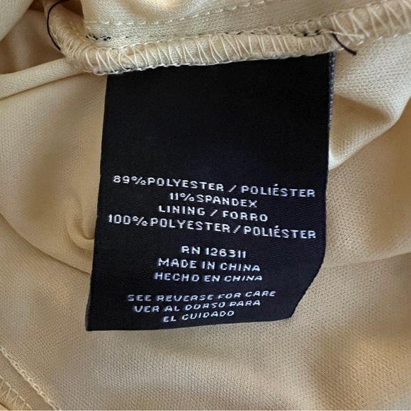 Ronni Nicole Yellow Eyelet Stretch Dress Sze 12 Fully Lined Summer Vtg Style EUC - Picture 6 of 7